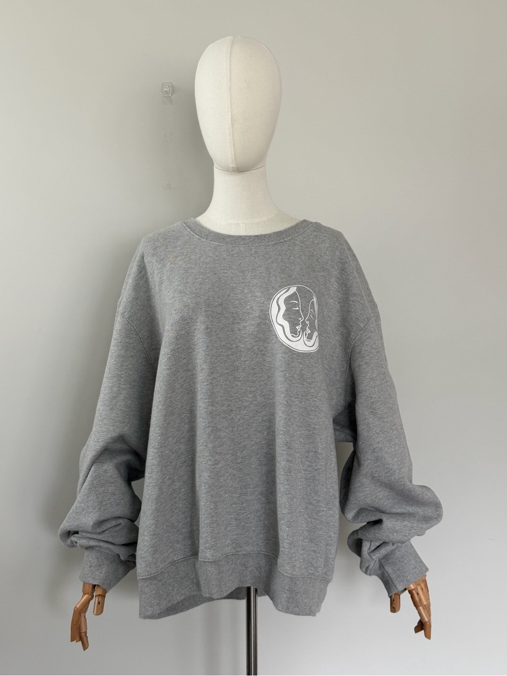 Good American Gemini Zodiac Oversized Sweatshirt Gray Graphic Pullover 3XL - Picture 5 of 14